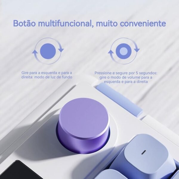 Splplus Teclado Gamer Mecânico 3 Modos (Bluetooth/2.4G/Cabo) com RGB, Design Ergonômico, Teclas Cratera, 889g Leve - para Jogos e Escritório - Imagem 3