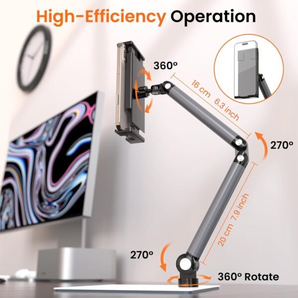 GSYXERGILES Suporte Para Monitor Portátil, Dobrável Tablet Mesa, Com Ajuste De Altura E Ângulo, Viagem Tela 17,3", Compatível Tablets Monitores Portáteis - Imagem 3