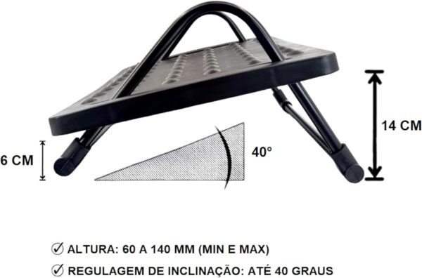 Apoio Ergonômico para os Pés Base Suporte Descanso Regulagem - Imagem 3