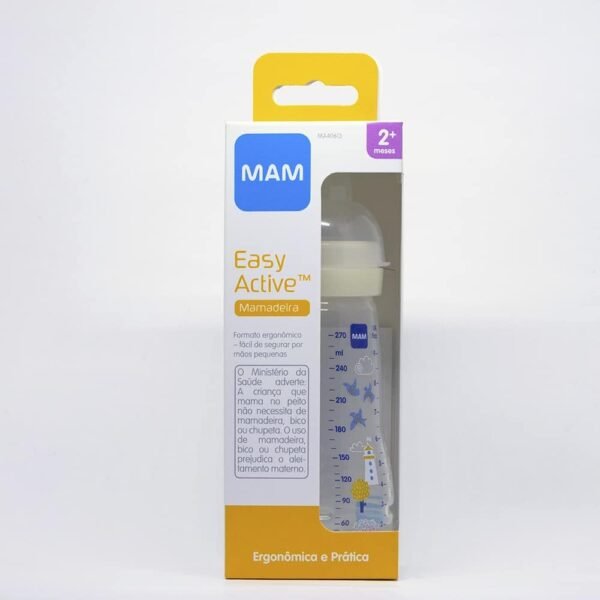 MAM Baby 1 Mamadeira Easy Active 270ml Com Formato Ergonômico e Fácil de Segurar para Crianças 2+ Meses com Bico de Silicone Skinsoft, Neutra - Imagem 3