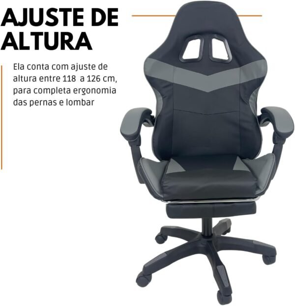 Oficial Webshop - Cadeira Gamer Stillus Ergonômica Com Apoio Para Os Pés Cinza - Imagem 4