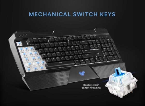 Teclado mecânico retroiluminado Aula Sapphire com interruptor azul, teclado ergonômico, teclado para jogos e teclado de computador - Imagem 3