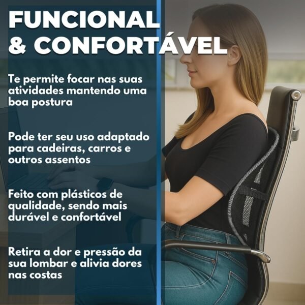 Kit 3 Encostos Lombar e Costas Suporte Confortável – Ergonômico, Leve e Resistente – Cadeira de Escritório – Alívio Dor nas Costas Postura Correta – Premium JCanovaStore - Imagem 3