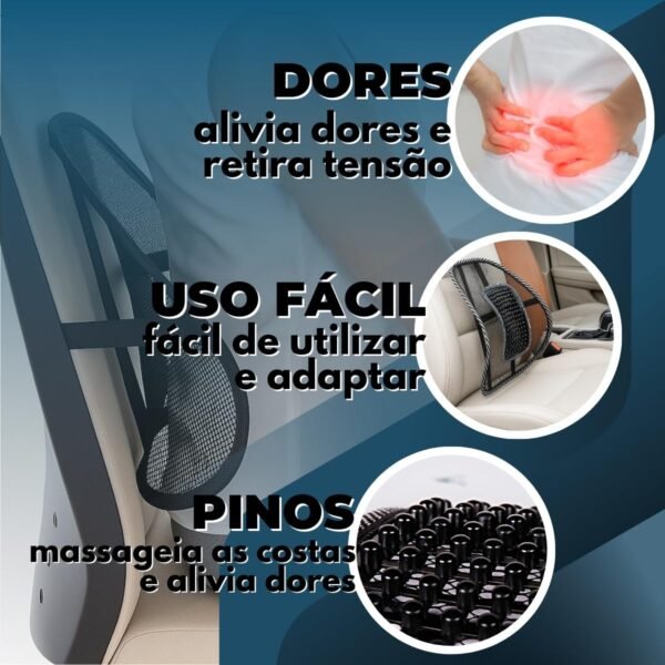 Kit 3 Encostos Lombar e Costas Suporte Confortável – Ergonômico, Leve e Resistente – Cadeira de Escritório – Alívio Dor nas Costas Postura Correta – Premium JCanovaStore - Imagem 4
