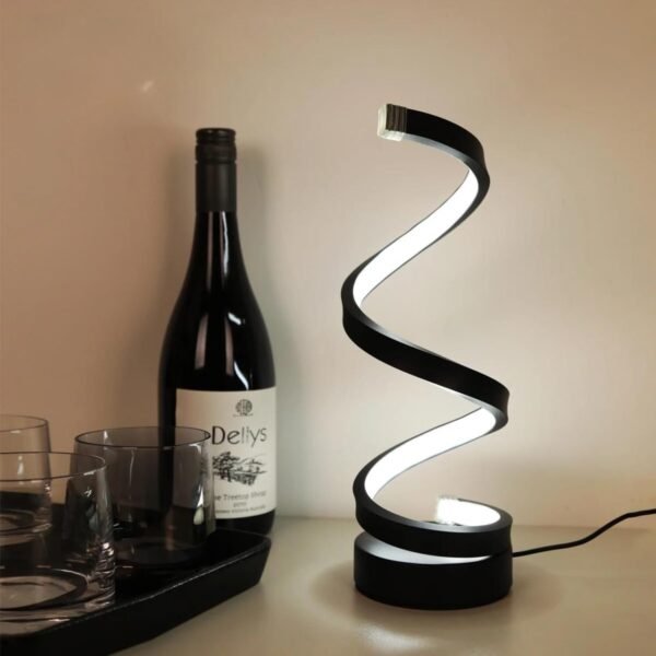 Abajur Luminária De Mesa Moderno Modelo Espiral Led embutido (Frio/Quente) com dimmer Bivolt - Ideal para Escritório, Sala, Quarto, cabeceira de cama - Imagem 4