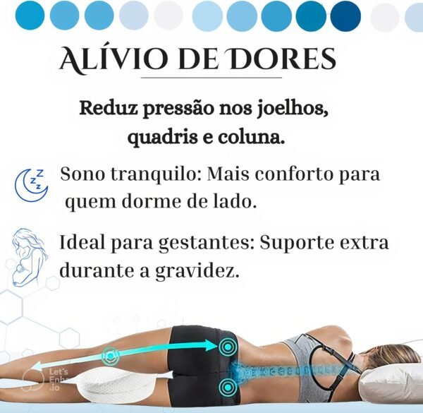 Almofada Ortopédica com Conforto Premium para Dormir e Alívio Imediato nas Pernas, Ciática e Coluna Tecnologia NASA - Imagem 3