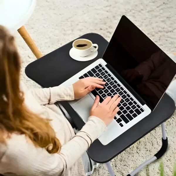 Mesa Dobrável Portátil para Notebook, Preta, Suporte Multiuso com Pernas Ajustáveis, Mesa de Colo para Trabalho, Estudos e Refeições - Imagem 3