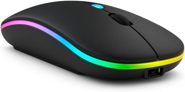 Mouse Sem Fio Recarregável Wireless Bluetooth Optico Led Rgb Colorido Ergonômico Usb 2.4 Ghz Notebook Computador Pc Desktop – Premium