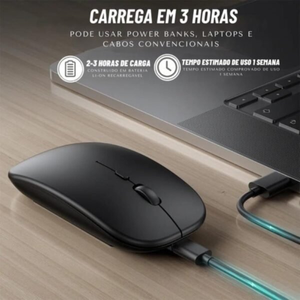 Mouse Sem Fio Recarregável Wireless Bluetooth Optico Led Rgb Colorido Ergonômico Usb 2.4 Ghz Notebook Computador Pc Desktop – Premium - Imagem 4