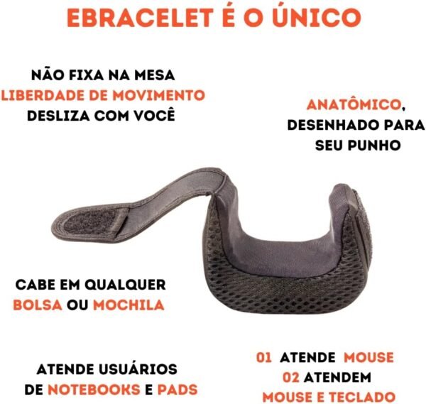 Bracelete Ergonômico Para Digitação Dor Tendinite Artrite p Uso com Mouse Teclado Pc Notebook Munhequeira Ajustável Unisex - Imagem 3