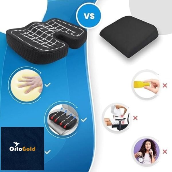 Almofada Ortopédica para Cadeira Gamer – Espuma Viscoelástica de Alta Densidade – Suporte Ergonômico para Cóccix, Ciática e Lombar – Capa de Veludo Preta Lavável - Imagem 5