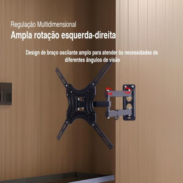 Suporte Para TV/Monitor De Parede Articulado Com Ajuste - Universal Preto Do " 14 até 55" Polegadas Suporta Peso - Imagem 3