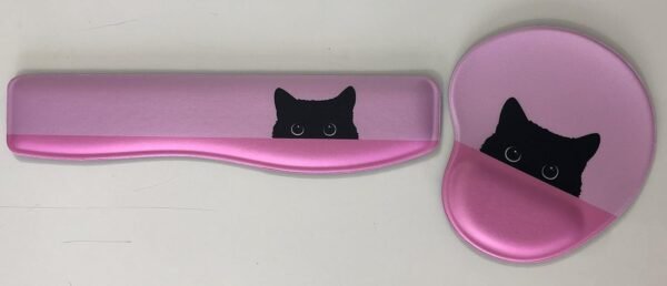 Kit Mouse pad e Apoio Teclado Ergonômico | Gatinho Preto - Imagem 2