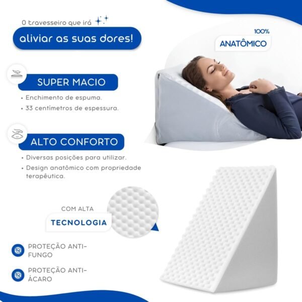 Encosto Anatômico, Triangular, Leitura, Pós Cirurgico,Branco, BraSoft - Imagem 2