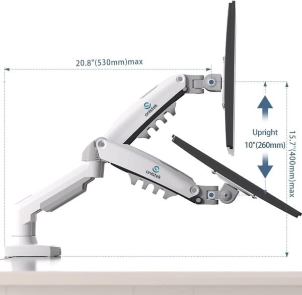Suporte Duplo On-f180 P/ 2 Monitor Tv Mesa Articulado A Gás Pistão Cor Branco - Imagem 4