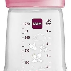 MAM Baby 1 Mamadeira Easy Active 270ml Com Formato Ergonômico e Fácil de Segurar para Crianças 2+ Meses com Bico de Silicone Skinsoft, Rosa