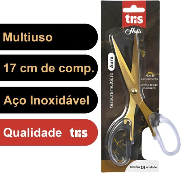 Kit Material de Escritório, Mini Grampeador Acrílico Dourado, Tesoura 17cm Dourada, 1000 Grampos 26/6 - Imagem 5