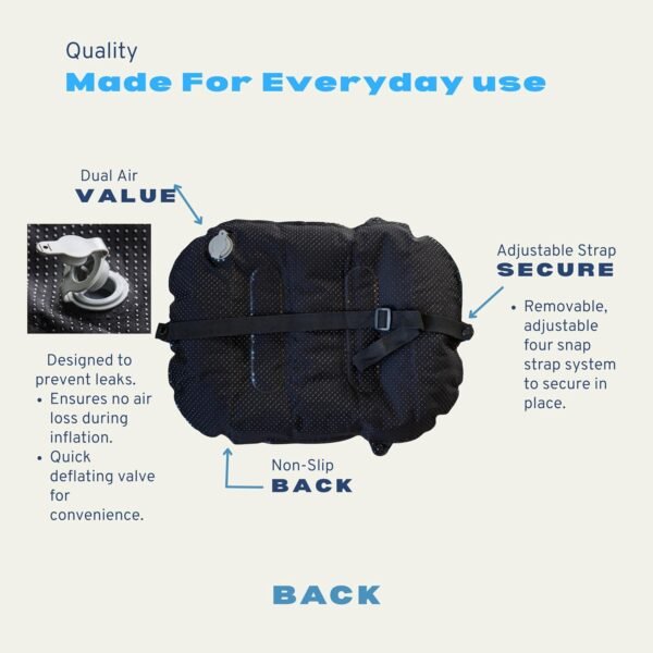 Nyack Exchange Almofada inflável portátil para viagem: avião, carro, cadeira de escritório | Almofada lombar inflável - Imagem 6