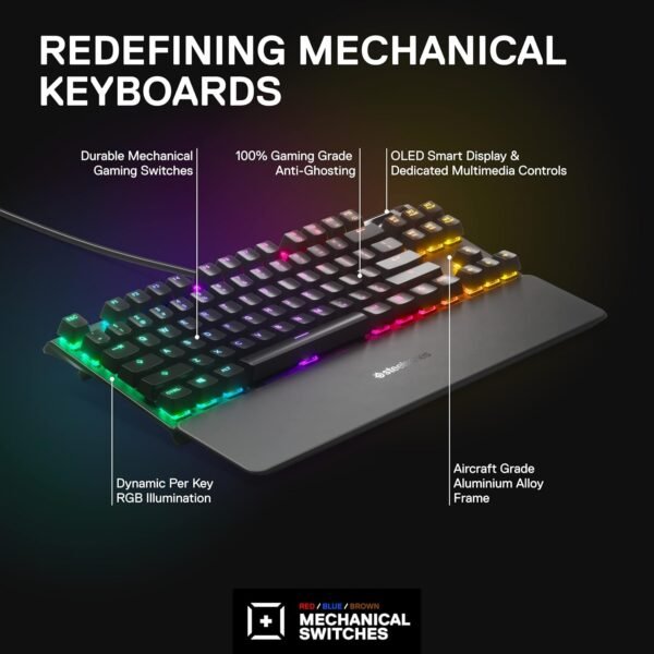 Teclado gamer SteelSeries Apex 7 TKL RGB - Imagem 3