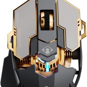 SEUNKWANG EWEADN G5 Mouse para jogos com fio, mouse de computador RGB ergonômico, 12800 DPI ajustável, 9 botões macro programáveis com chave de disparo rápido compatível com PC/laptop/Windows-cinza