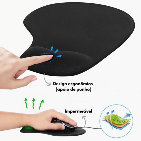 Mousepad Ergonômico com Apoio De Descanso De Punho e Base Antiderrapante PREMIUM: O Padrão de Excelência em Conforto e Eficiência - Imagem 3