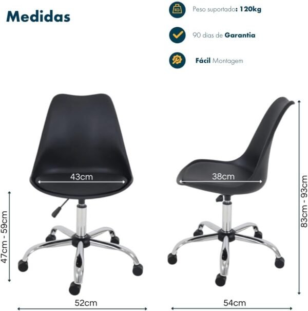 Cadeira de Escritório Simples Sem Braços Com Regulagem Saarinen Office - Imagem 2