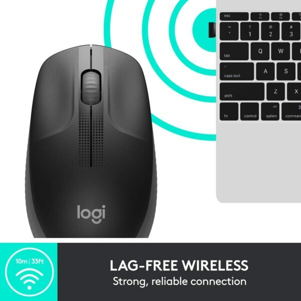 Mouse sem fio Logitech M190 com Design Ambidestro de Tamanho Padrão, Conexão USB e Pilha Inclusa - Cinza - Imagem 3