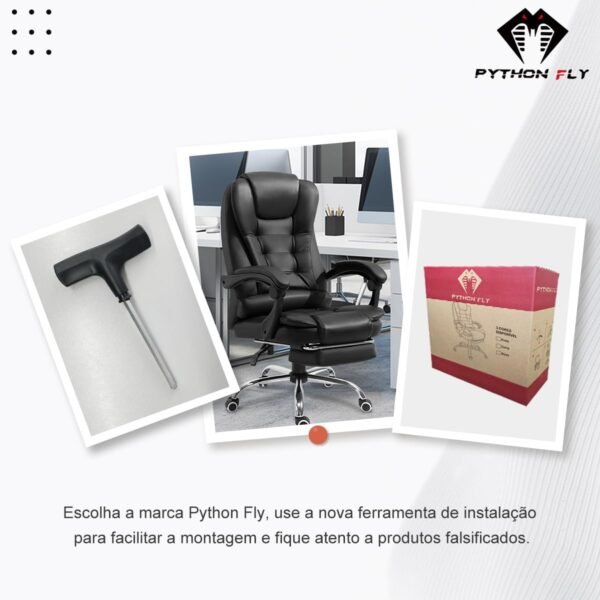 Cadeira De Escritório, Cadeira De Com Apoio Para Os Pés E Encosto Ajustável（Preto） - Imagem 3