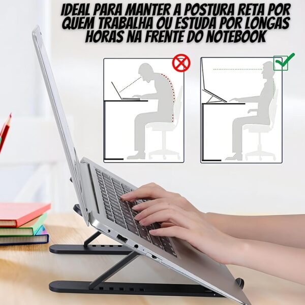 Suporte Base Para Notebook Celular Tablet Ajustável Com 6 Ângulos Portátil Dobrável Resistente Premium - Imagem 3