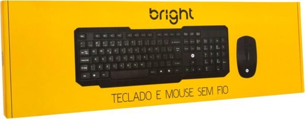 Bright, 55, Combo Teclado e Mouse Sem Fio Slim 2, Teclado com Apoio Ergonômico, Padrão ABNT2, 107 teclas, Mouse Ambidestro, 3 Botões, PRETO - Imagem 3