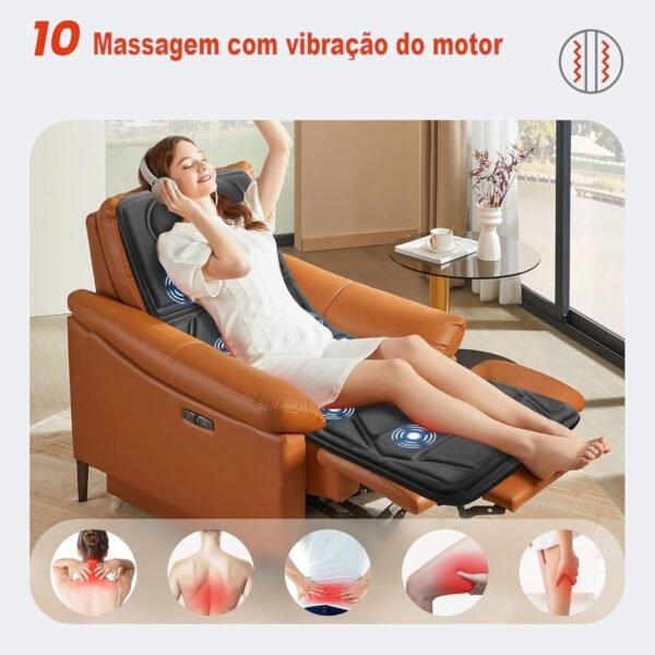 Colchonete e Almofada de Acupressão, Assento Massageador Almofada Massagem Lombar, Coxas e Pescoço Terapia Com Aquecimento Esteira Massageadora Preto - Imagem 4