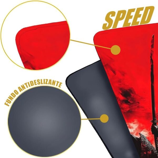 Mouse Pad Gamer Profissional Confortável Antiderrapante Escritório e Games 90x40 - Samurai - Imagem 6