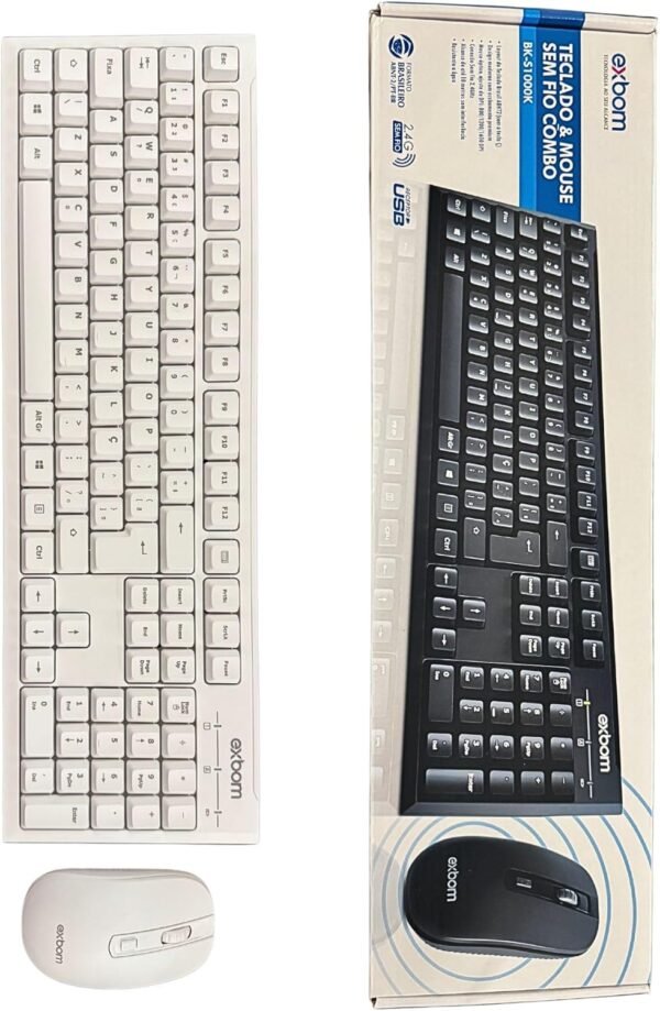 Kit Teclado e Mouse Sem Fio Ergonômico Alta Precisão, Conforto e Durabilidade, Padrão ABNT2, Conexão USB, Ideal para Home Office, Escritório, PC e Notebook (BRANCO) - Imagem 3