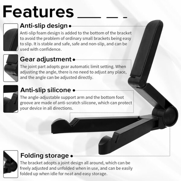 oruola Suporte para monitor de viagem, suporte para tablet, portátil, ajustável, dobrável, acessórios para tablet para escritório, compatível com Kindle, Switch, Surface Pro - Imagem 5