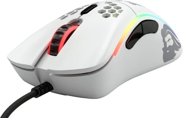 Glorious Mouse para jogos modelo D (menos) com fio - design de favo de mel superleve de 61 g, RGB, ergonômico, sensor Pixart 3360, interruptores Omron, pés de PTFE, 6 botões - branco fosco - Imagem 3
