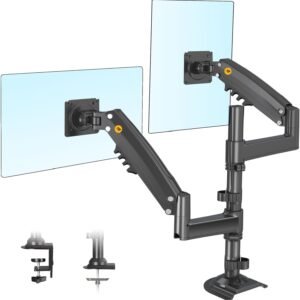 NB North Bayou Suporte de mesa para monitor duplo, braço giratório para monitor de computador com movimento total, serve para 2 telas de até 81 cm com capacidade de carga de 10 a 12