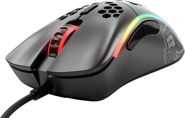 Glorious Mouse para jogos modelo D (menos) com fio - design de favo de mel superleve de 61 g, RGB, ergonômico, sensor Pixart 3360, interruptores Omron, pés de PTFE, 6 botões - preto fosco - Imagem 3