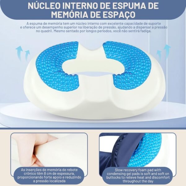 Almofadas De Assento, Almofada para Coccix, 38 * 46 * 8CM, Almofada Cadeira Escritorio, Almofada Coccix, Almofada de Gel, Almofada de Assento de Espuma com Memória, Azul - Imagem 4