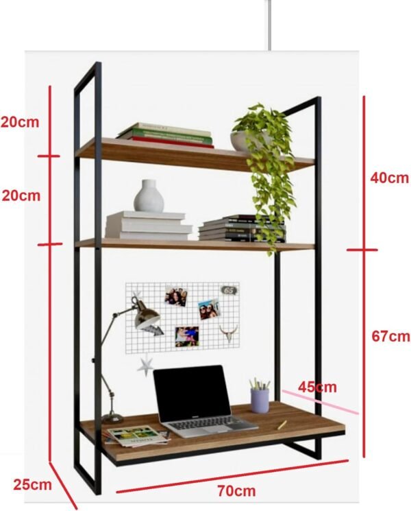 Escrivaninha Estilo Industrial Moderno Home Office Prateleira - Imagem 2
