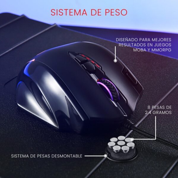 Mouse Gamer Redragon Impact Preto RGB M908 - Imagem 7