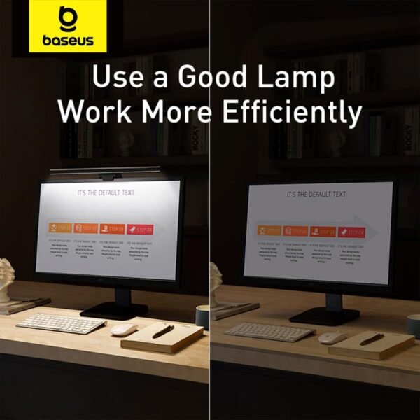 Barra de luz para monitor Baseus, luminária com sensor de toque, luz de LED para computador carregada por USB, 3 modos de iluminação reguláveis, para mesa, escritório, casa, preto - Imagem 3