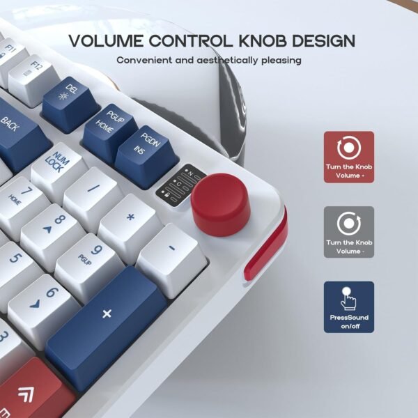 Hofotek Teclado para jogos com 96% com fio, membrana cremosa e silenciosa, teclado silencioso com teclado numérico e botão de volume, teclado USB para computador, desktop, jogos, escritório - Imagem 4