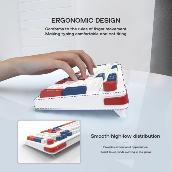 Hofotek Teclado para jogos com 96% com fio, membrana cremosa e silenciosa, teclado silencioso com teclado numérico e botão de volume, teclado USB para computador, desktop, jogos, escritório - Imagem 6