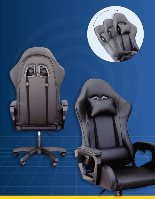 Cadeira Gamer C7 Neo, Reclinável 135°, Couro Sintético, Suporta 130kg (Preta) - Imagem 4