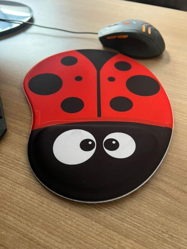 Mouse pad Divertido Ergonômico Joaninha Kawaii cor:Vermelho - Imagem 2