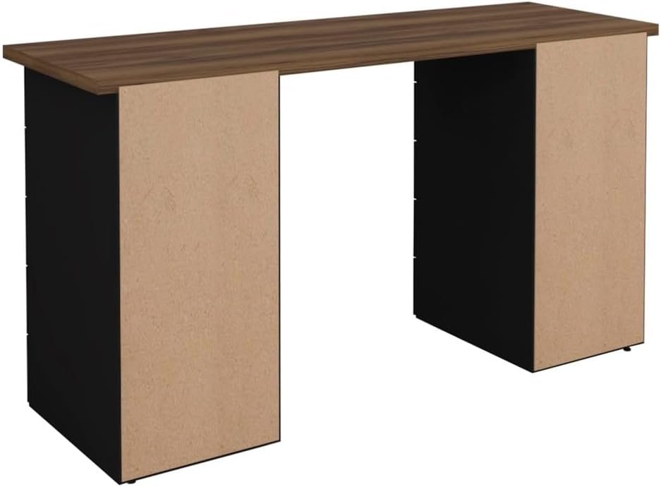 Mesa Escrivaninha Moderna para Home Office com 10 Gavetas - Due Artany Nogal e Preto - Imagem 3