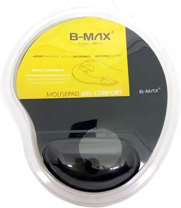 Mouse Pad B-max almofada gel ergonômico Bm751 De Tecido Tamanho M 22x26x1.5cm Preto, mousepad tecido - Imagem 3