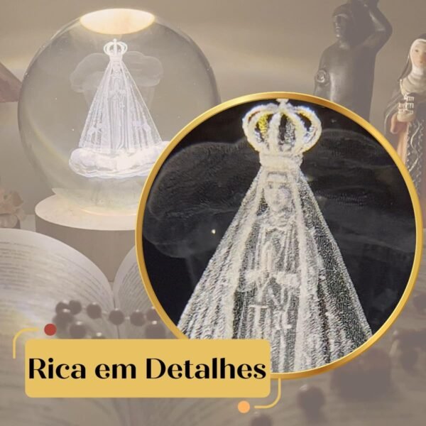 Luminária de Cristal de Mesa Nossa Senhora Aparecida, Padroeira do Brasil (Média 6.) - Imagem 4