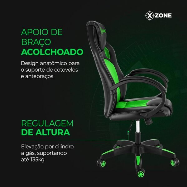 Cadeira Gamer Básica, Xzone, Preto/Verde - CGR-02 - Imagem 4