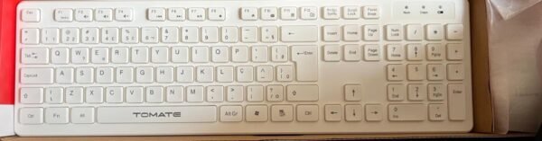 Teclado sem Fio, Design Slim, Layout QWERTY, Branco com mouse - Imagem 2